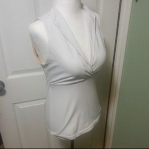 LuluLemon White Mandarin Collar Yoga Top